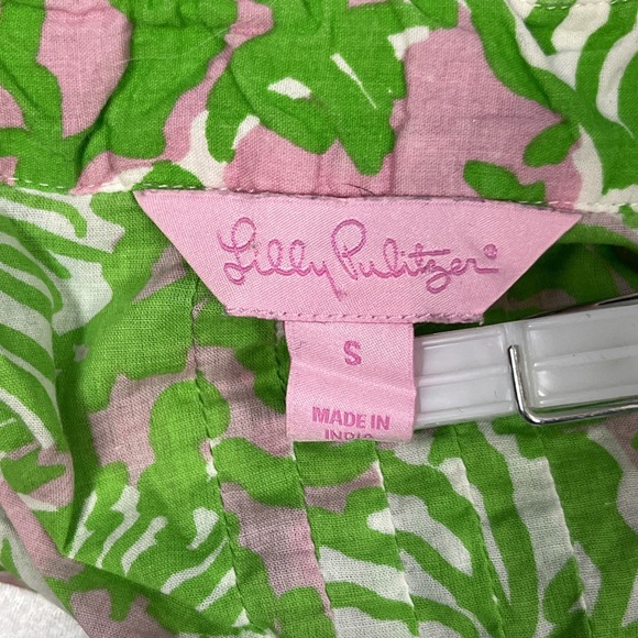 Lilly Pulitzer Sarasota Tunic Top Size Small Sunnyside Cabana Lion Beaded V-Neck - Picture 6 of 7